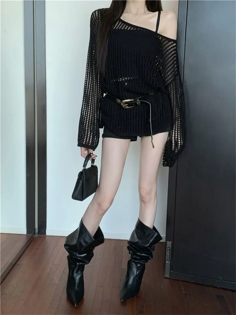 Cottagecore Open-Knit Oversized Sweater - 32