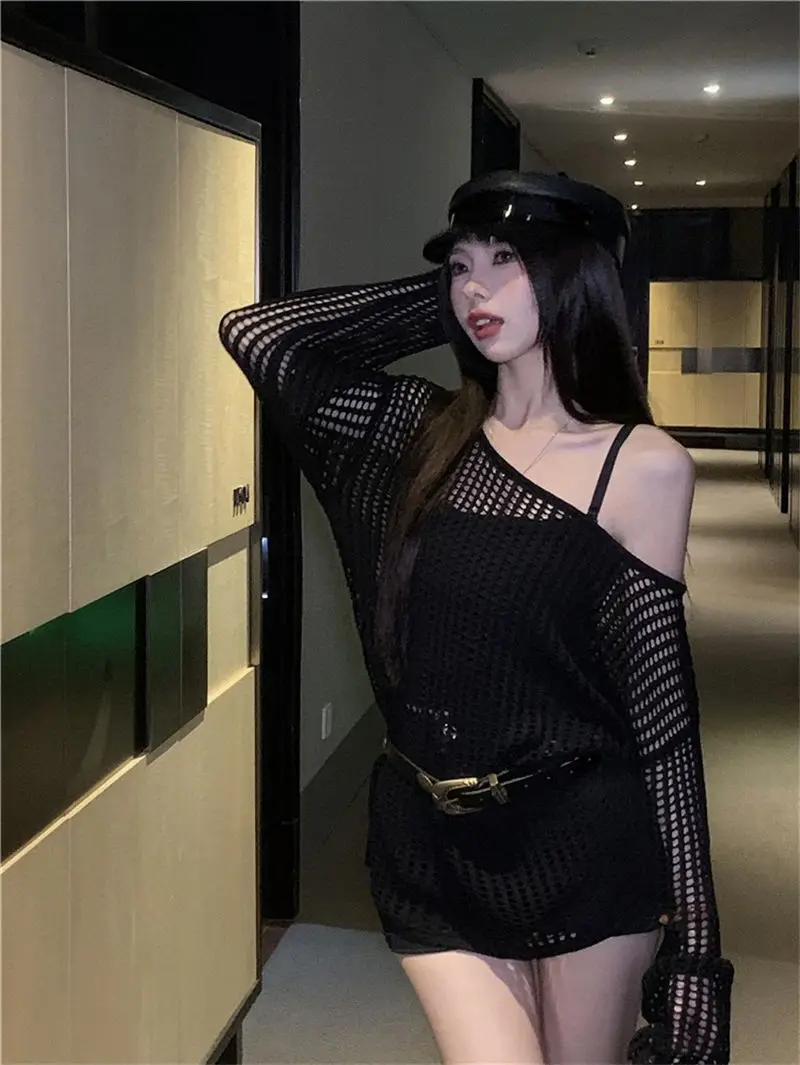 Cottagecore Open-Knit Oversized Sweater - 33