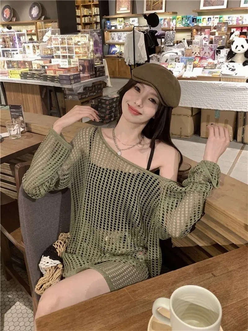 Cottagecore Open-Knit Oversized Sweater - 24