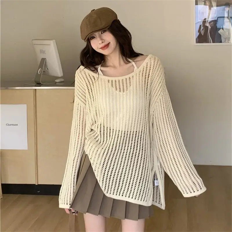 Cottagecore Open-Knit Oversized Sweater - 3
