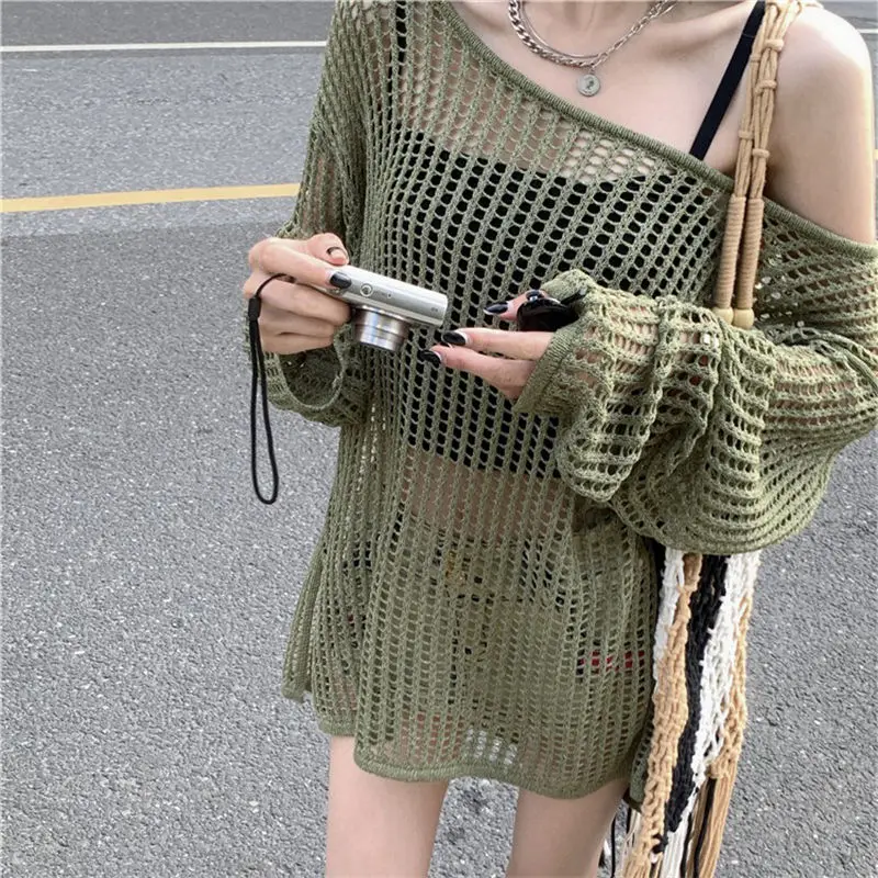 Cottagecore Open-Knit Oversized Sweater - 20