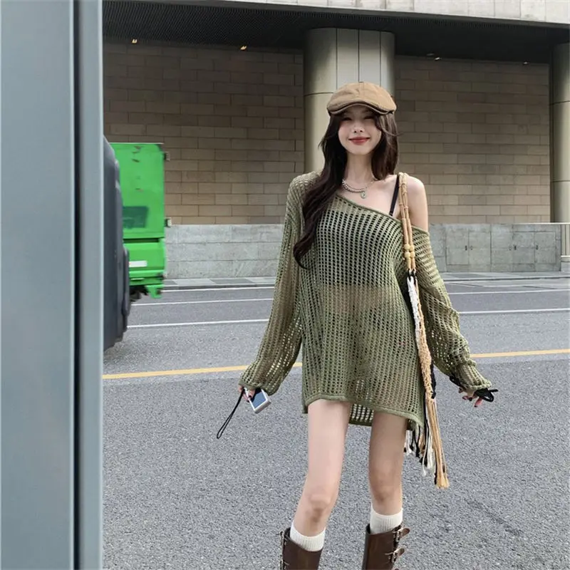 Cottagecore Open-Knit Oversized Sweater - 16