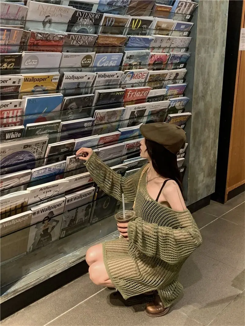 Cottagecore Open-Knit Oversized Sweater - 28