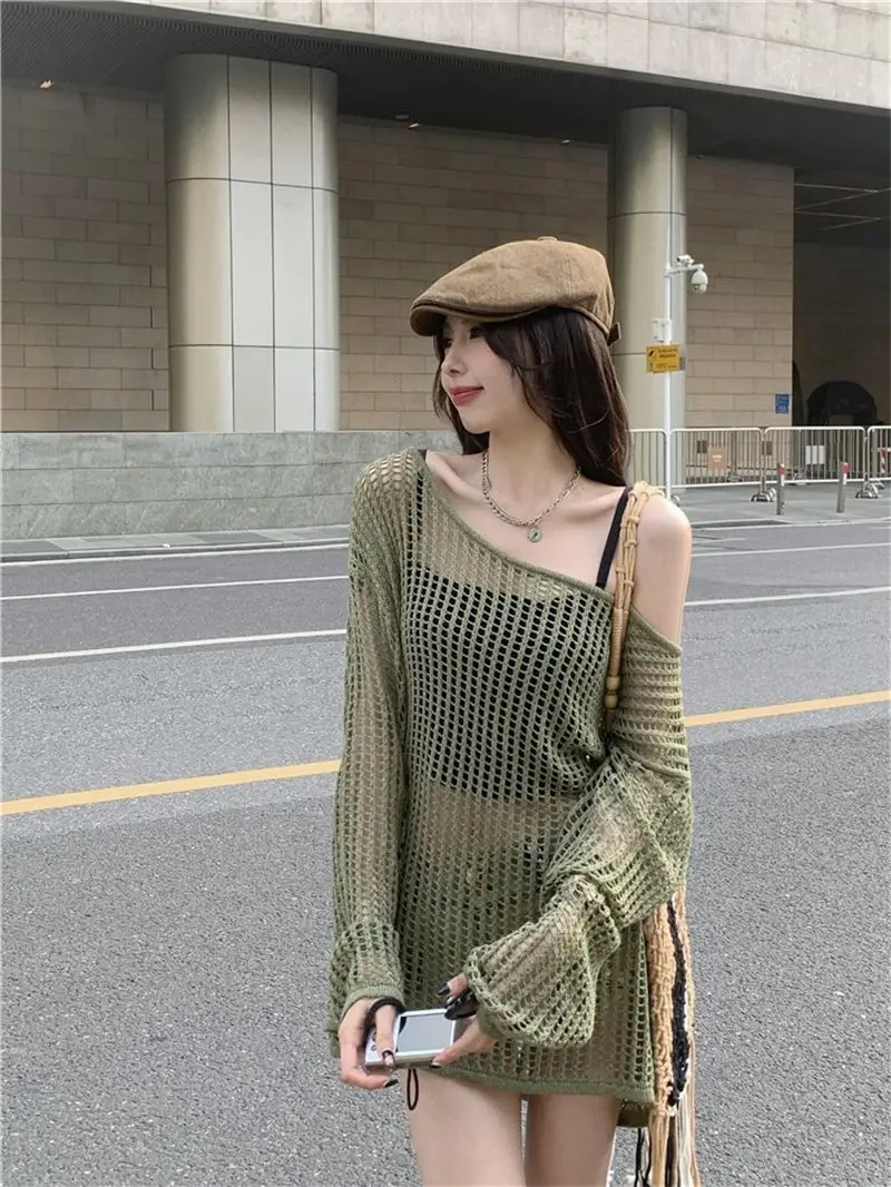 Cottagecore Open-Knit Oversized Sweater - 18