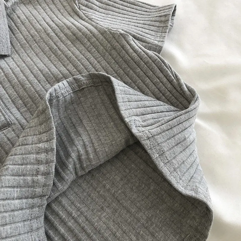 Minimalist Soft Grunge Cropped Ribbed Polo - 13