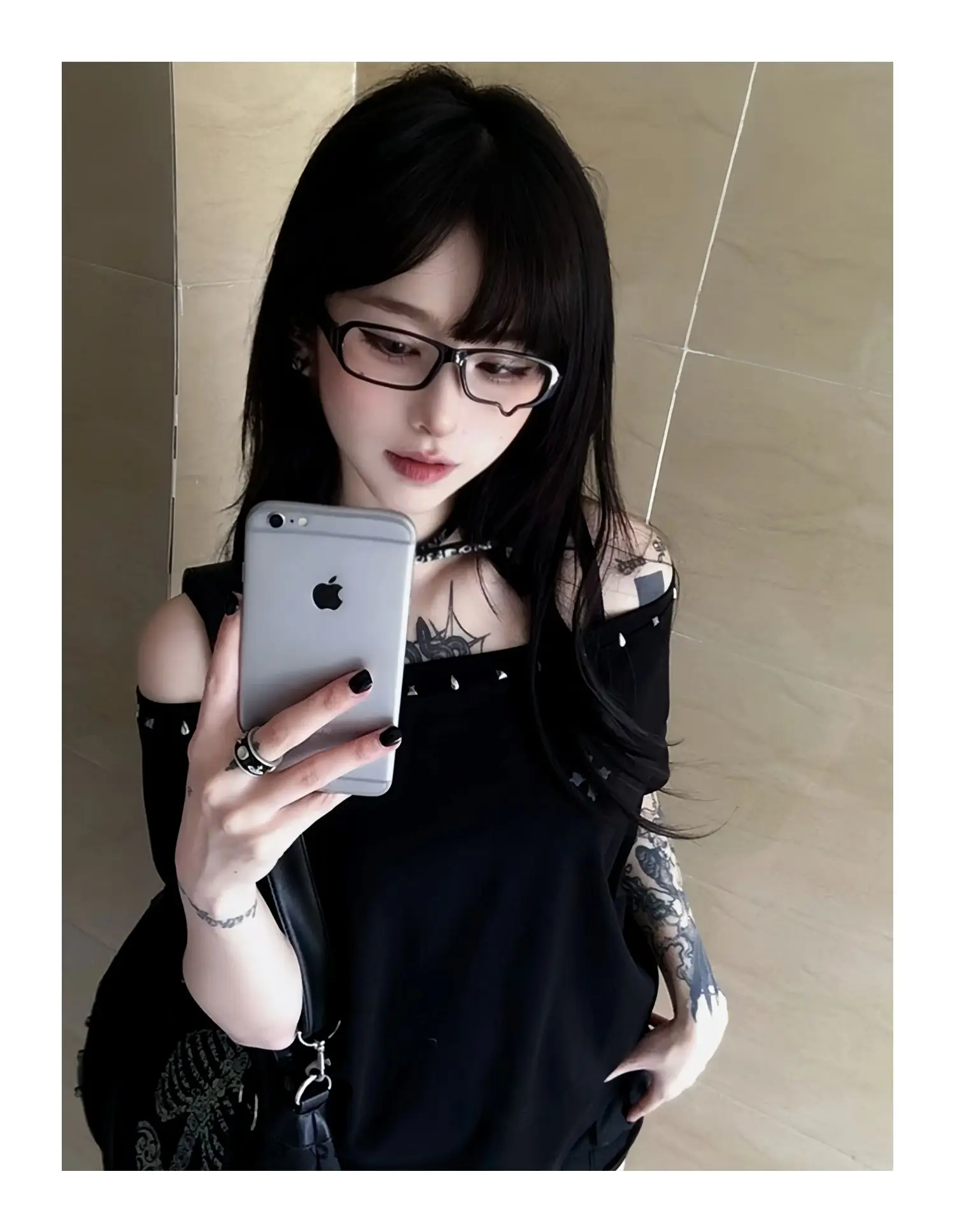 Dark Mori Kei Cold-Shoulder Long-Sleeve Top - 2