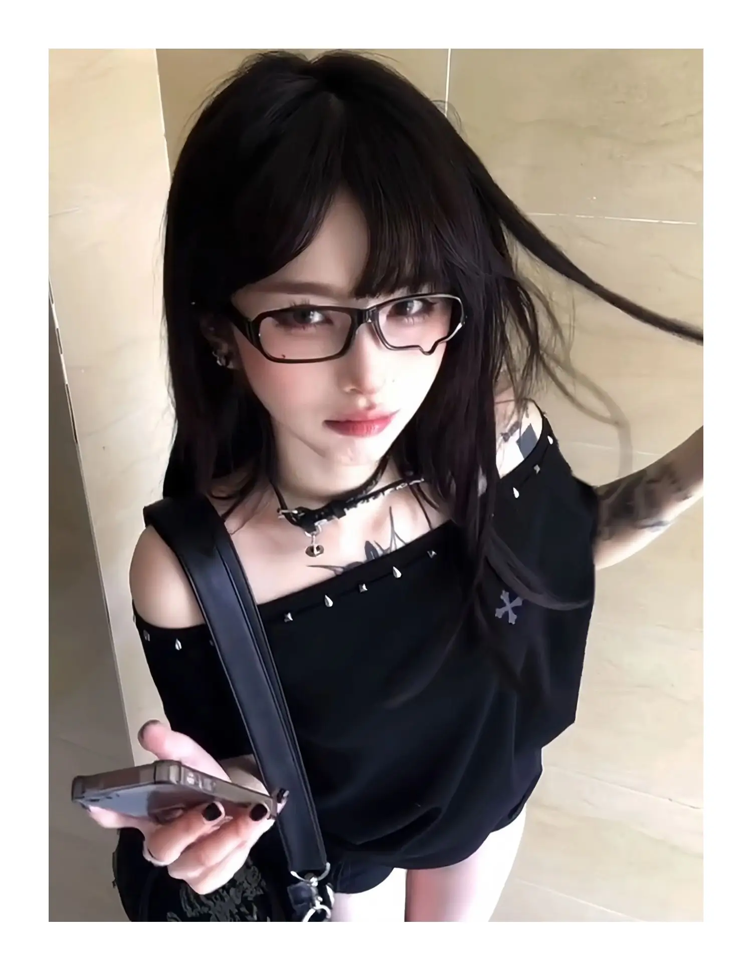 Dark Mori Kei Cold-Shoulder Long-Sleeve Top - 3