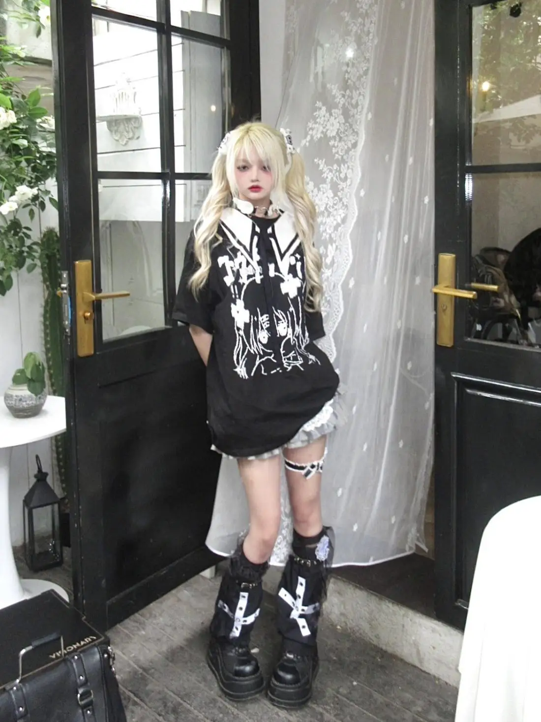 Harajuku-Gothic Hybrid Sailored Graphic Tee - 7