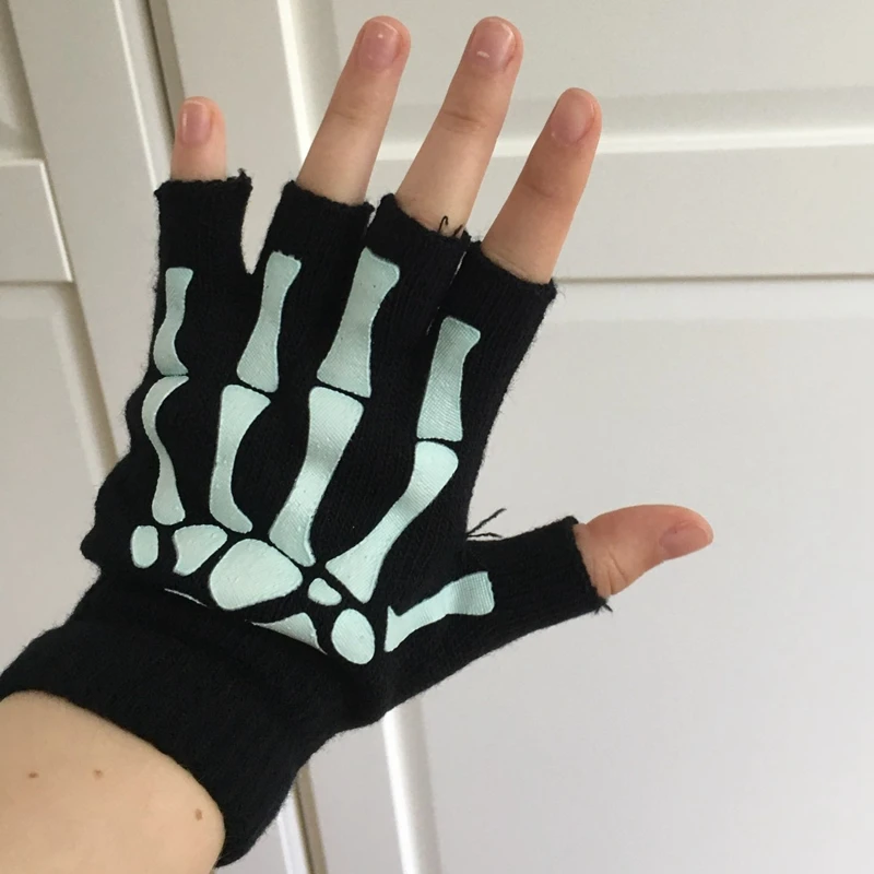 Gothic Cyberpunk Skelett Fingerlose Handschuhe - 5
