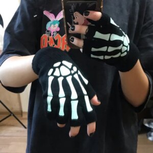 Gothic Cyberpunk Skelett Fingerlose Handschuhe