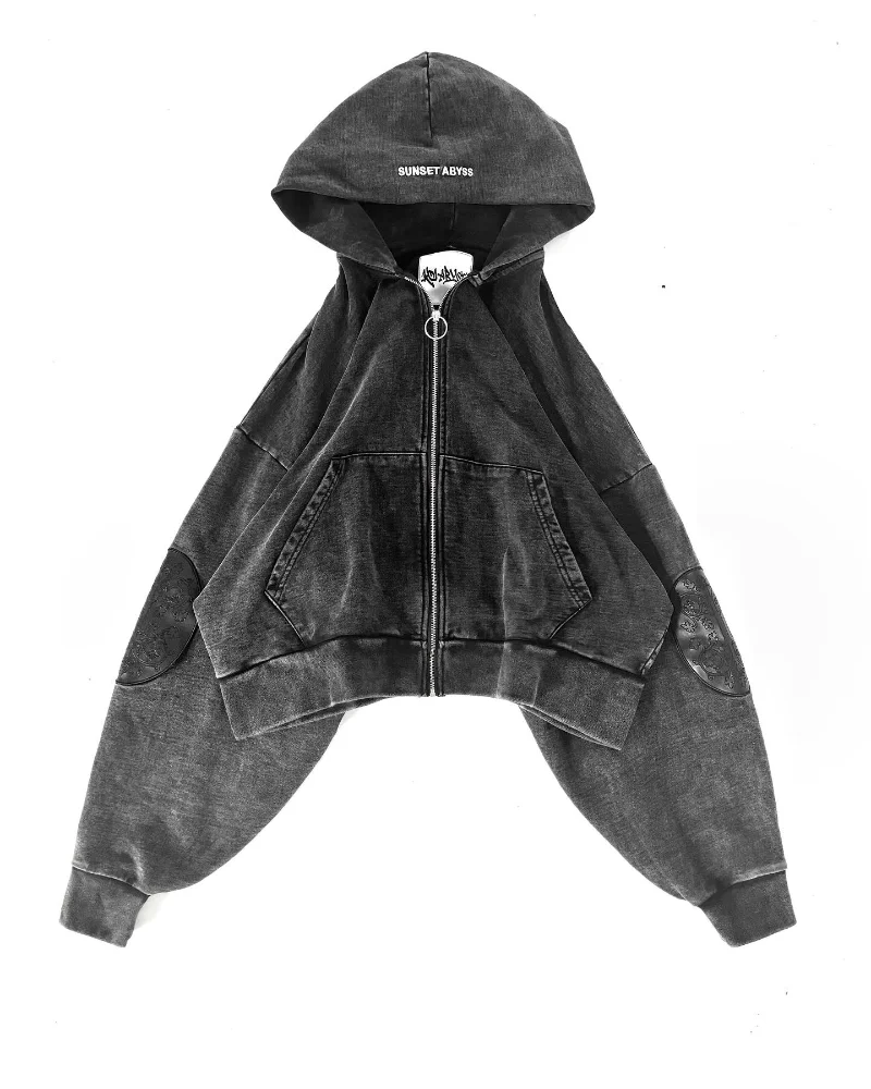 Gothic Grunge Oversized Distressed Hoodie with Occult Embroidery - 5