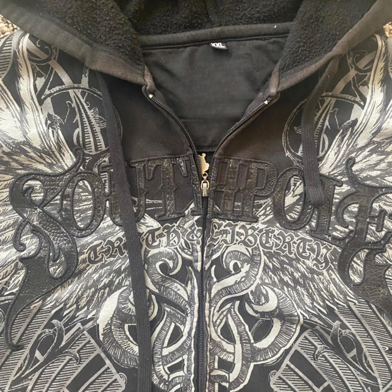 Gothic Punk Embroidered Oversized Hoodie with Winged Design - 2 Gothic Punk Embroidered Oversized Hoodie with Winged Design - 2
