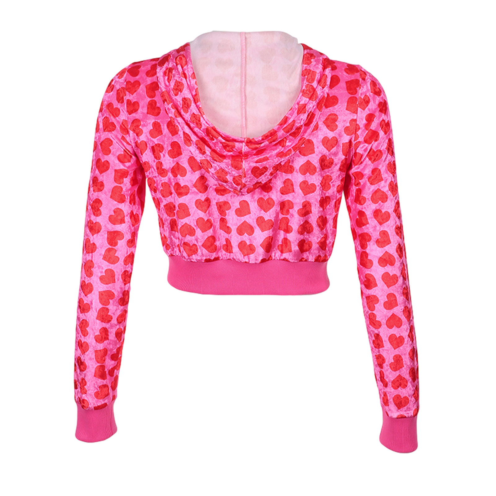 Kawaii Y2K Heart-Print Velvet Hoodie - 4