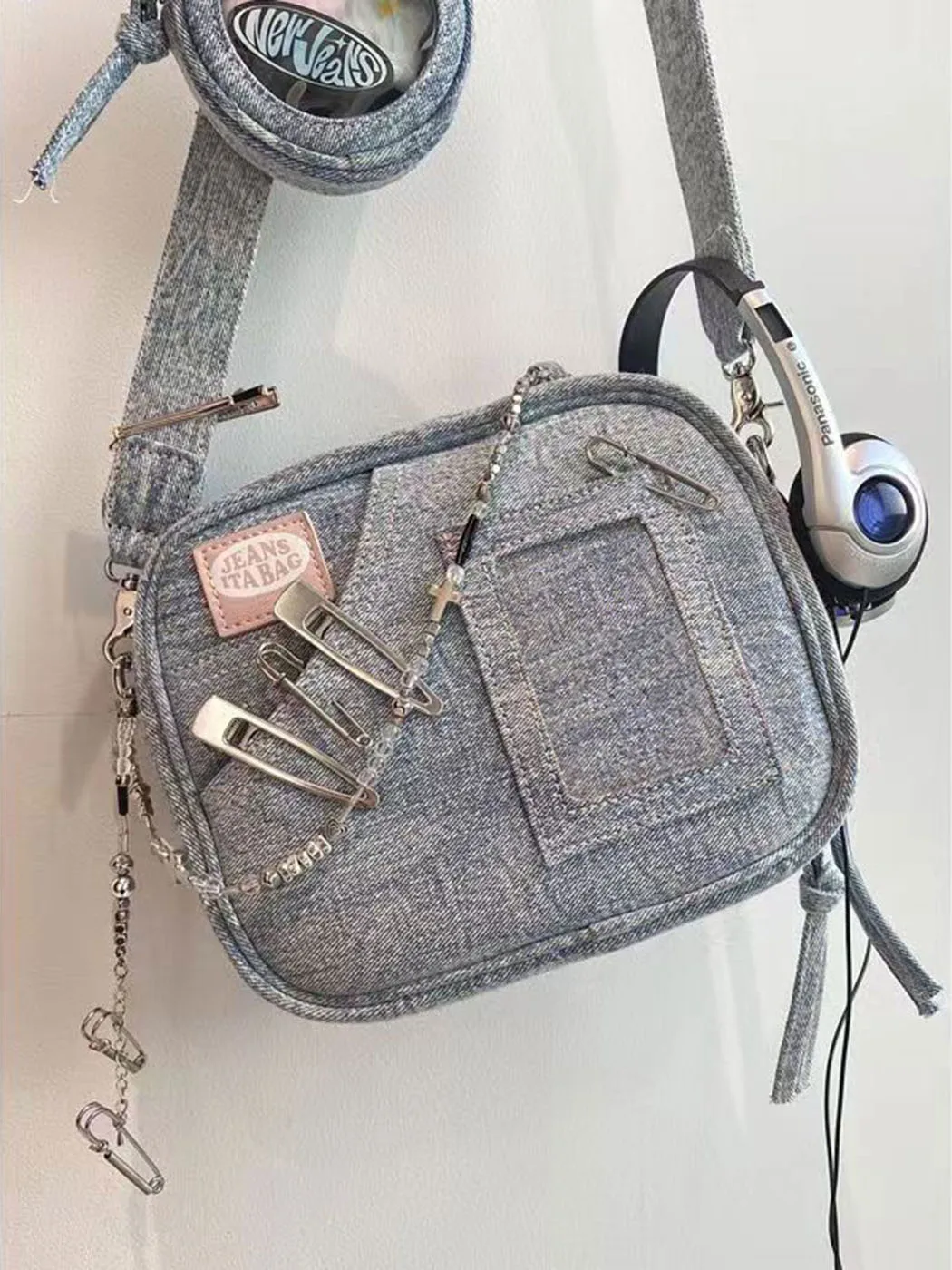 Vintage Denim Crossbody Bag - 8