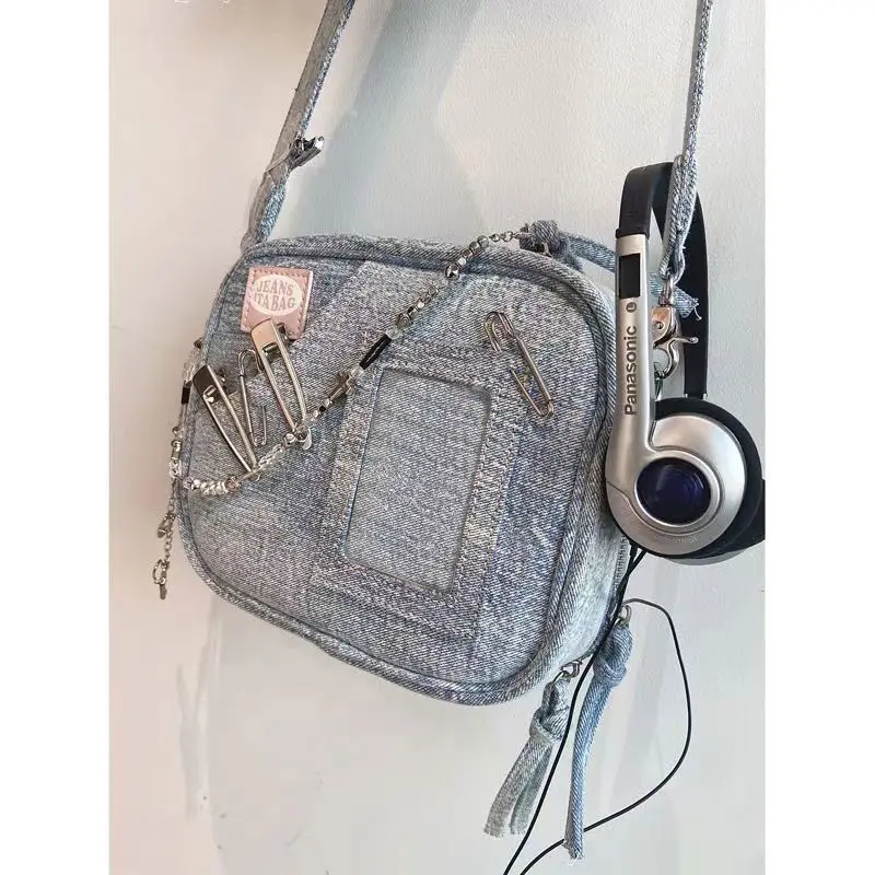Vintage Denim Crossbody Bag - 7